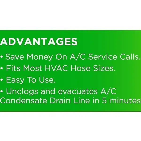 HVAC to PVC AC Drain Line Cleaner Tool - Universal Fit AC Drain Line Unclogger