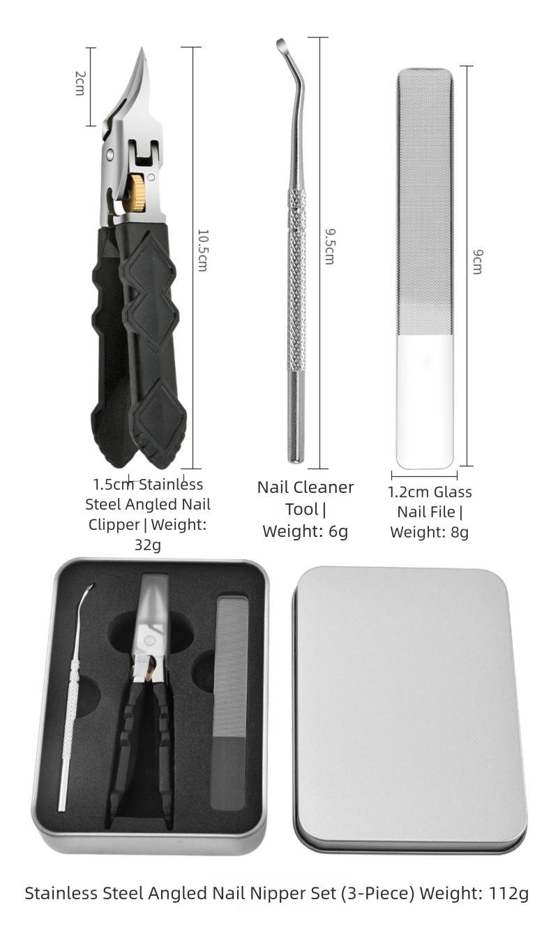 Black Anti-Slip Grip Gear Lock Nail Clipper with Ultra-Sharp Tips for Precise Access to Nail Grooves