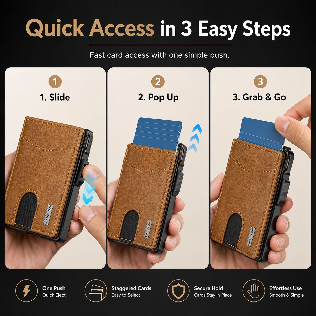 š Slim Pop-Up Wallet for Men ā Quick Card Access RFID Blocking