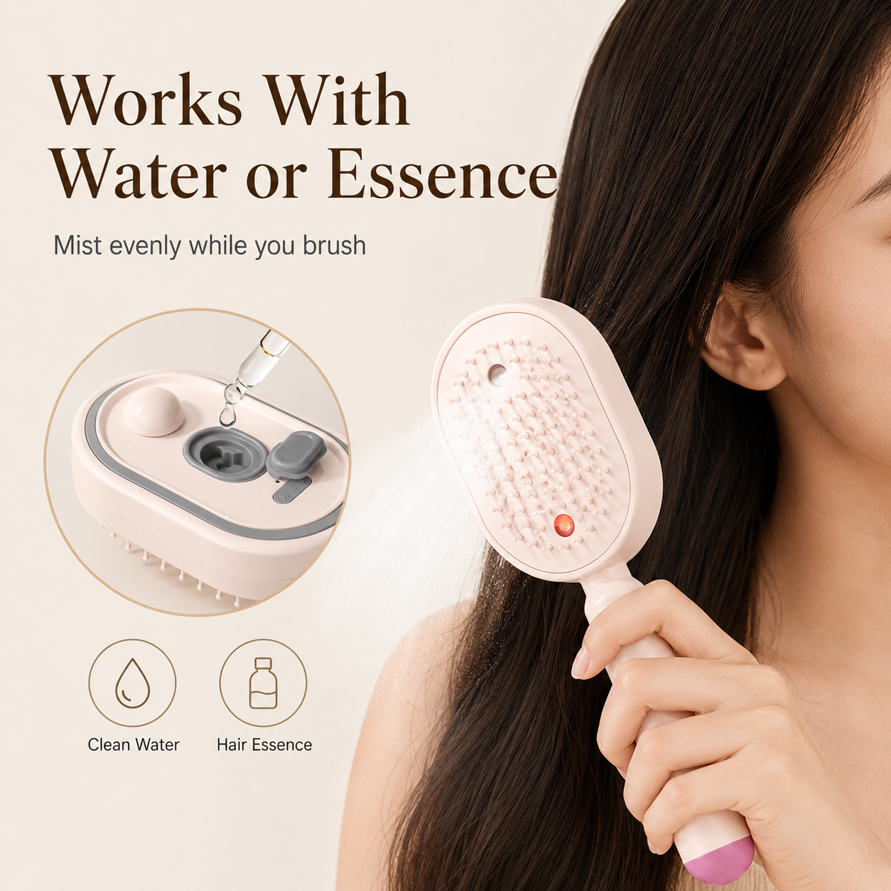💆♀️ 3-in-1 Electric Spray Massage Comb – Scalp Spa Hair Brush