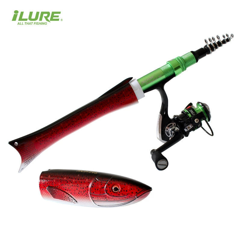 Fish-shaped Telescopic Lure Fishing Rod with Straight Handle