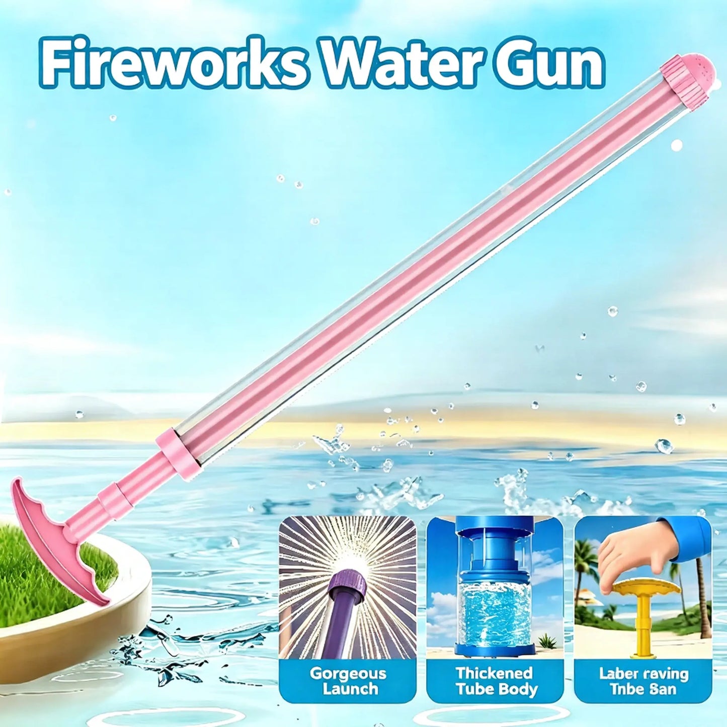 πΈπ¦ Pink Firework Water Gun | Cute Long-Range Summer Water Toy