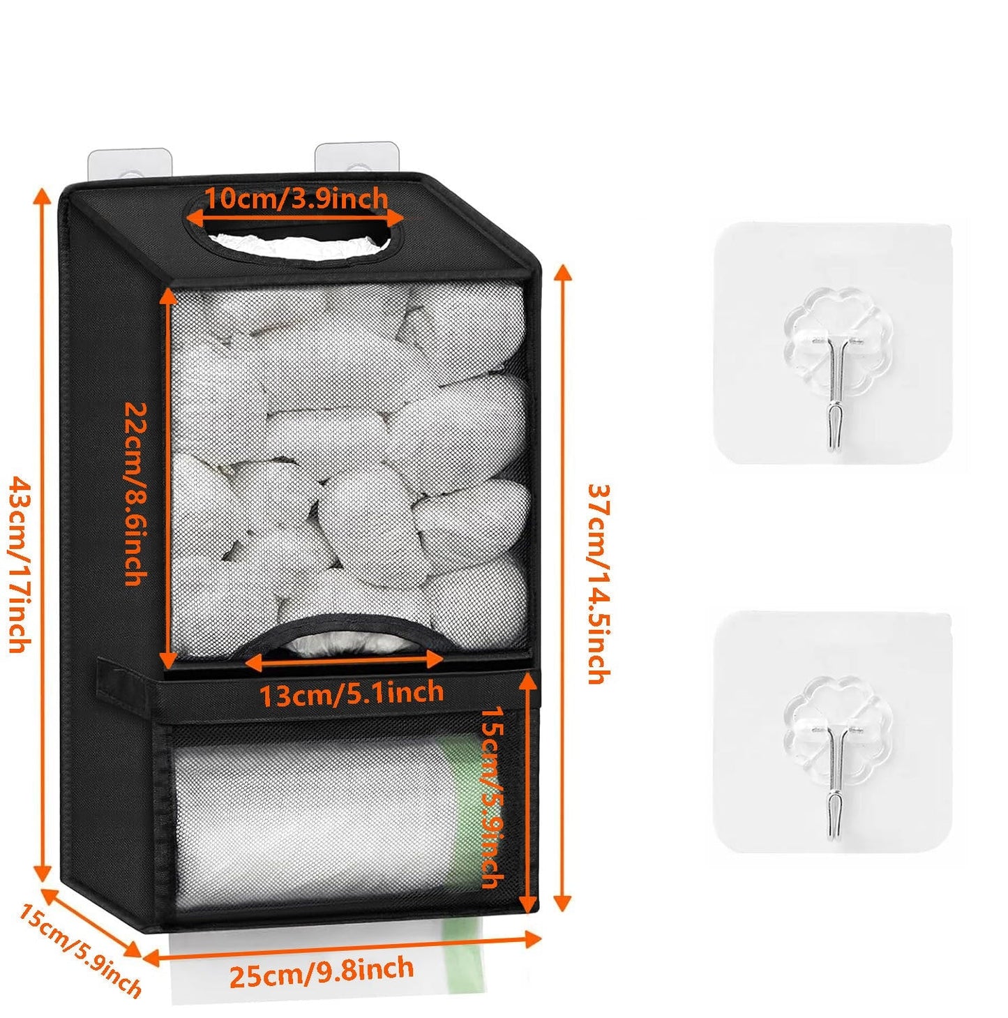 ποΈ 2-in-1 Extra Large Plastic Bag Holder β π§Ί Wall Mount Kitchen Organizer with Built-in Trash Bag Dispenser β Holds 60+ Bags, Oxford Cloth