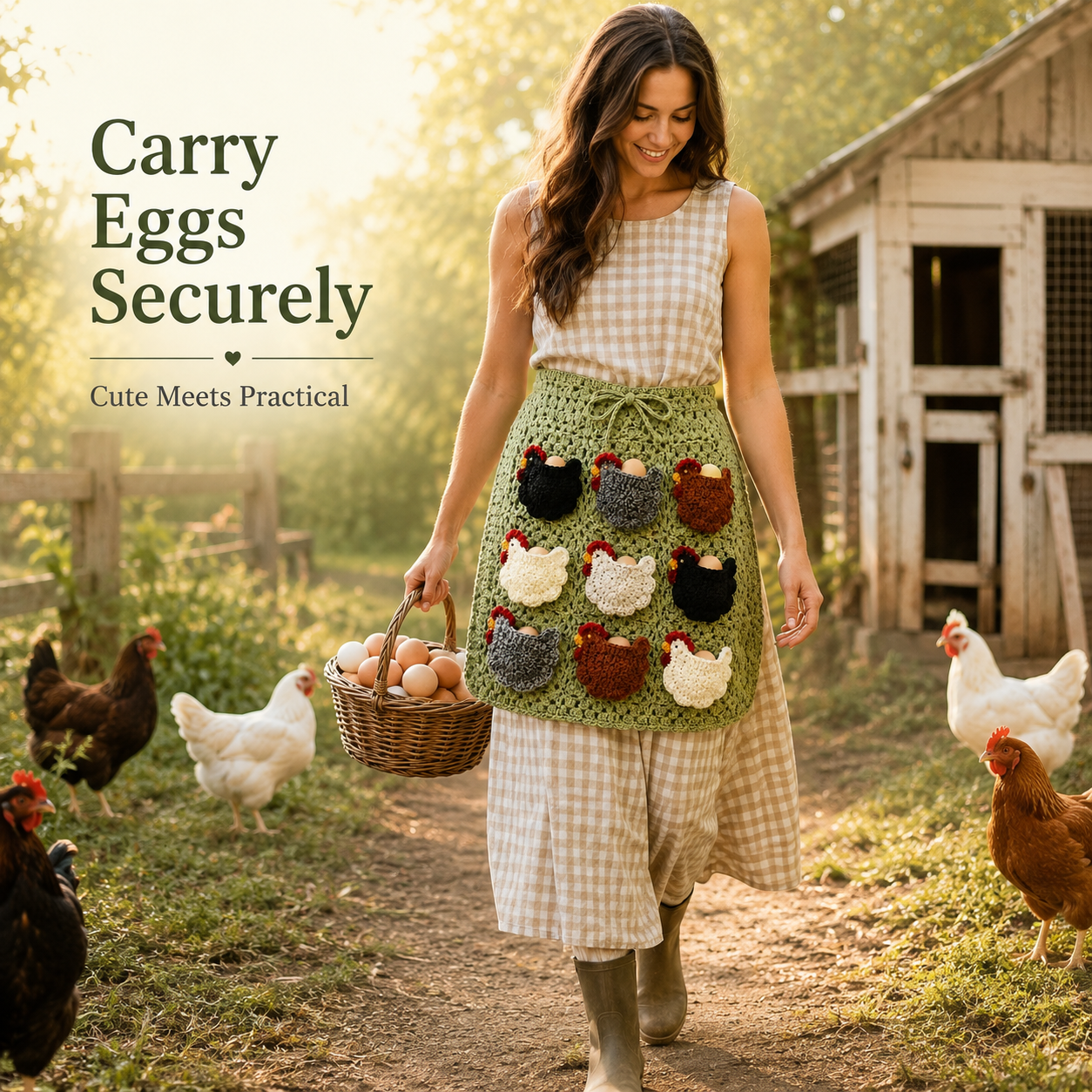 New European and American-style Hand-Knitted Cartoon Thanksgiving Fashion Turkey Apron with Tie Straps