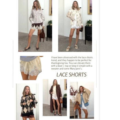 Women's Silky Lace-Trim Shorts – Soft, Comfortable & Stylish