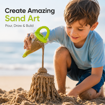 🏖️ Giant Sand Art Funnel – 🎨 Draw, Build & Create with Sand & Water – Creative Beach Toy for Kids – 11 Inch, Easy 3-Step Play