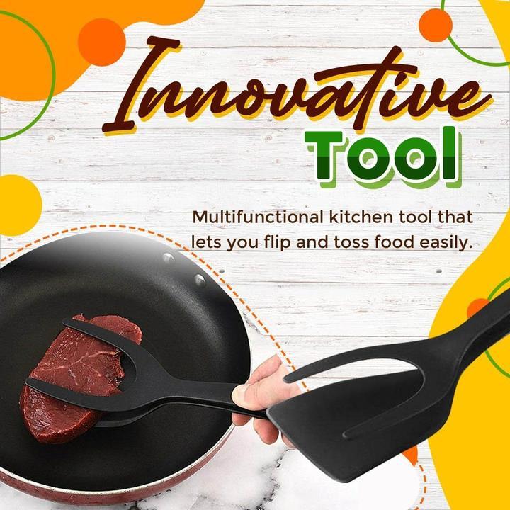 🍳 2-in-1 Spatula Tongs – Food Grade Silicone Tips, Non-Stick, Heat Resistant, Long Handle