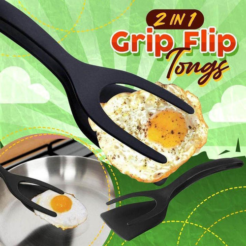 🍳 2-in-1 Spatula Tongs – Food Grade Silicone Tips, Non-Stick, Heat Resistant, Long Handle