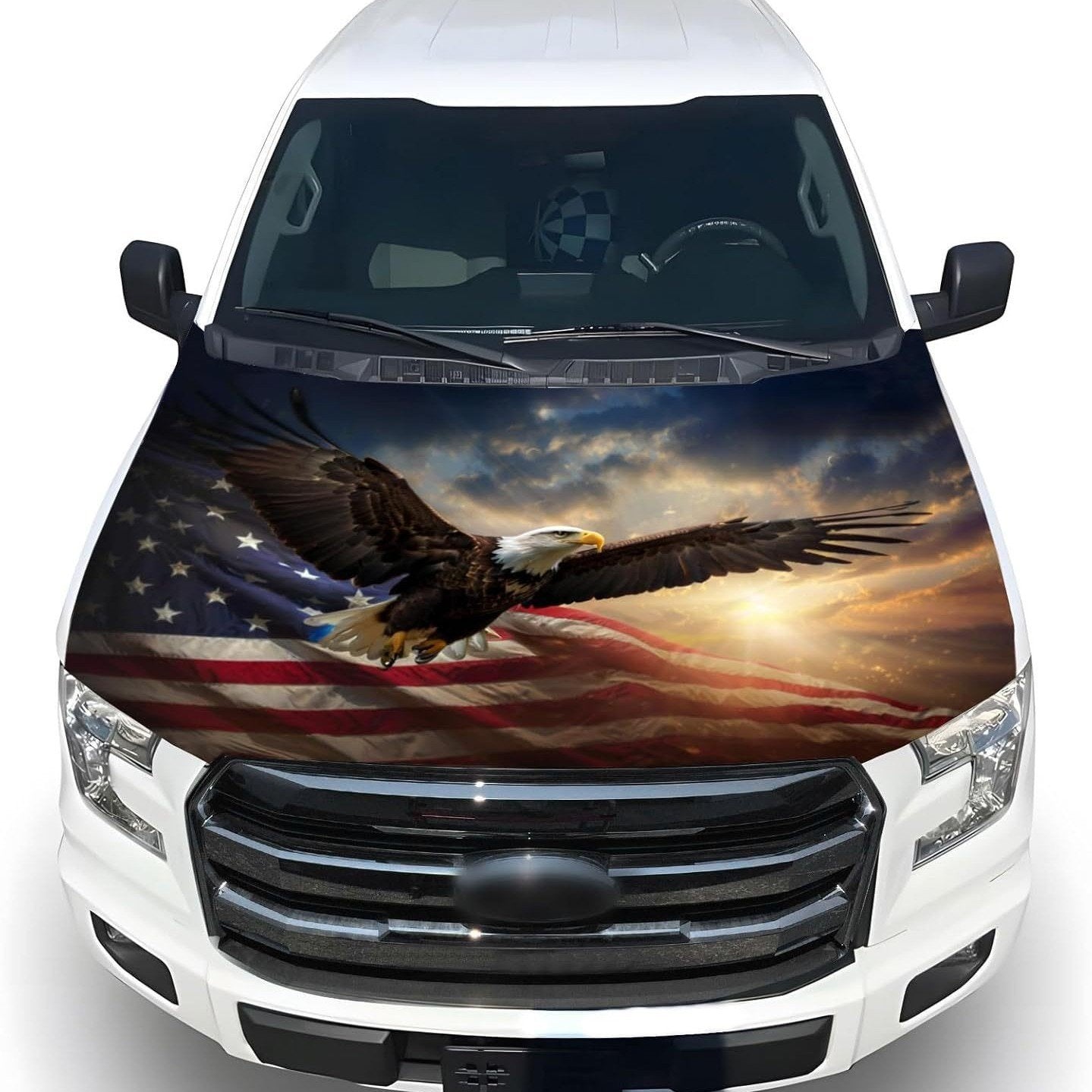 🇺🇸 250th Anniversary Car Hood Cover – 🚗 No-Glue 1-Minute Installation – Fade-Resistant Patriotic Design for Sedans, SUVs & Light Trucks