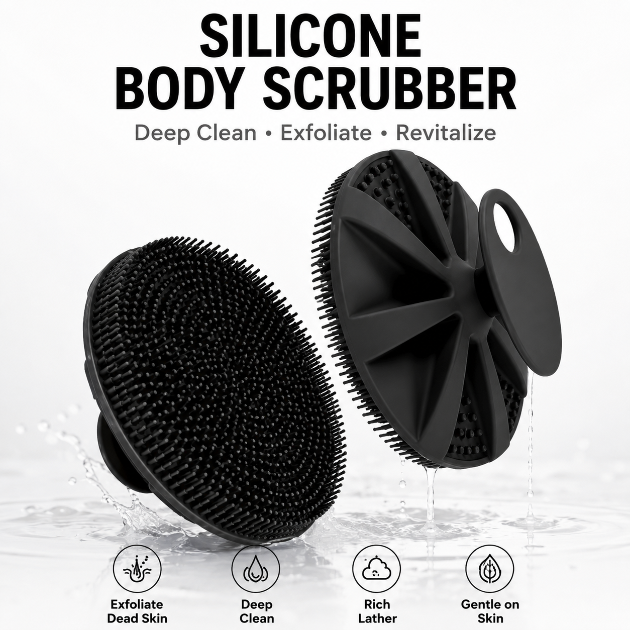Silicone Bath Brush Deep Cleansing and Exfoliating Set
