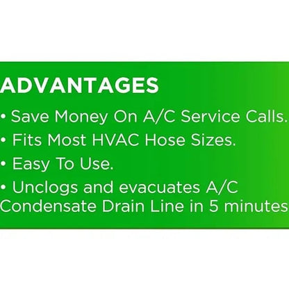 HVAC to PVC AC Drain Line Cleaner Tool - Universal Fit AC Drain Line Unclogger