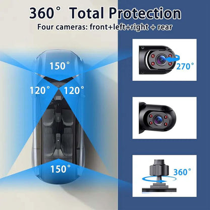 🛡️ 360° 4-Channel Dash Cam – Front, Rear, Left & Right | 1080P HD + Infrared Night Vision