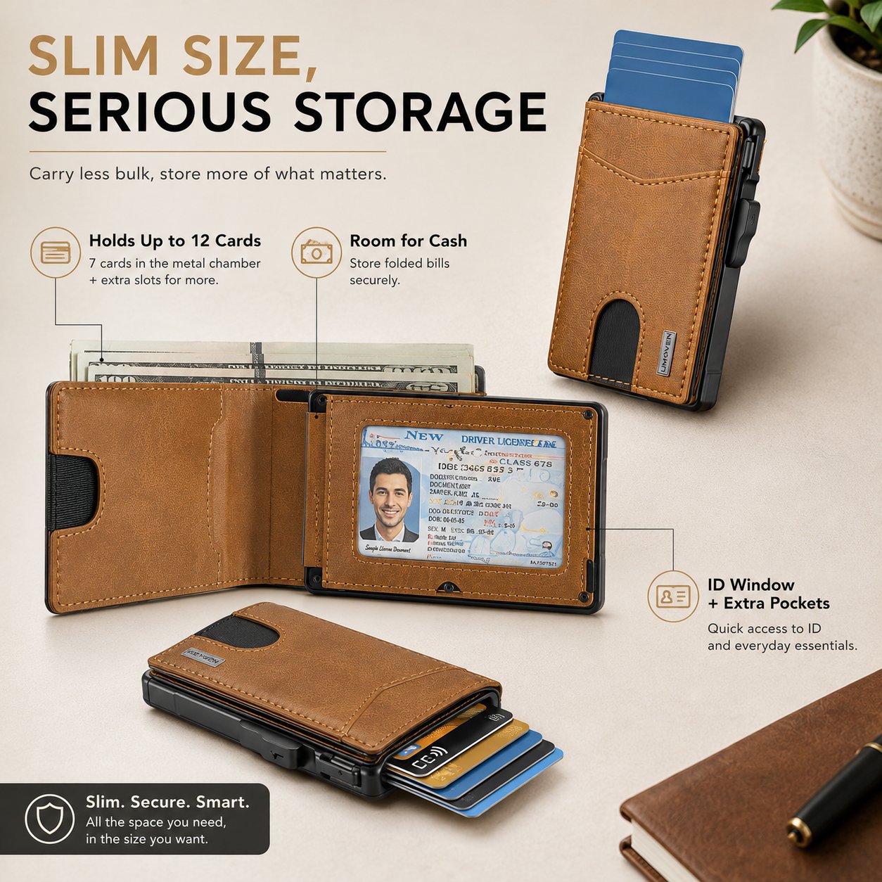 🎁 Slim Pop-Up Wallet for Men – Quick Card Access RFID Blocking