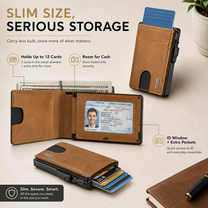 🎁 Slim Pop-Up Wallet for Men – Quick Card Access RFID Blocking