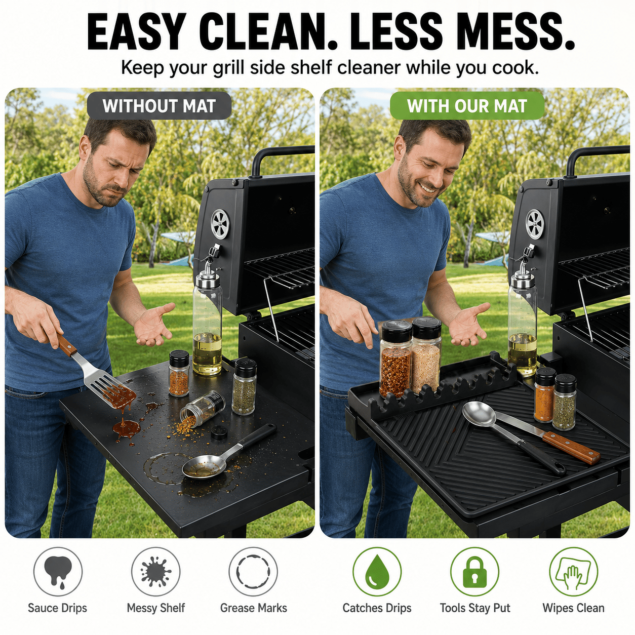 16.5x11" Silicone Mat – Heat Resistant, Dishwasher Safe, Non-Slip for Grill & Counter