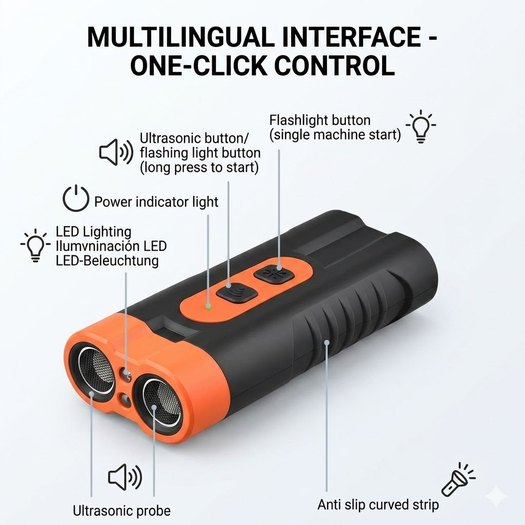 Dog Bark Deterrent with LED Flashlight and High-Definition Display