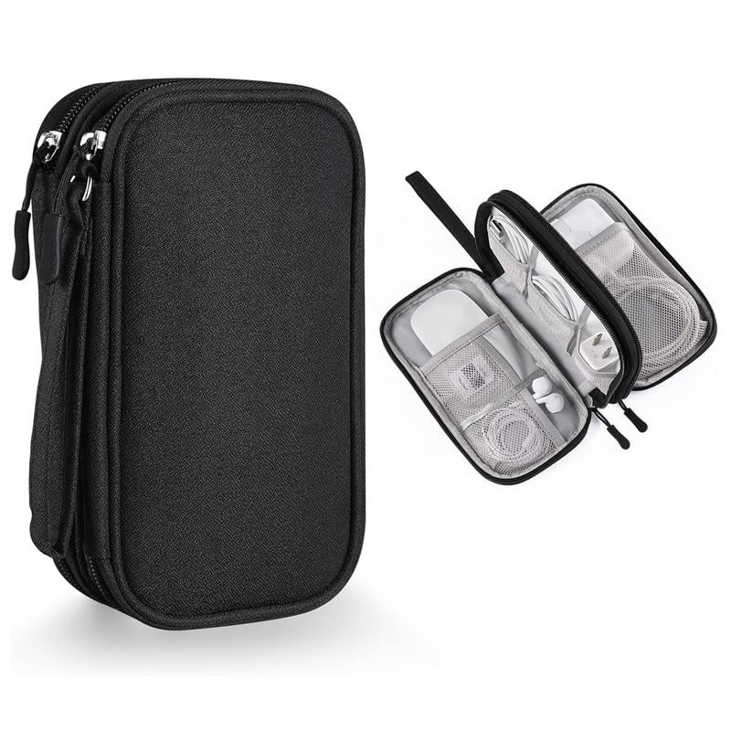 🔥43% OFF Today Only – Cable Organizer Bag, Double Layer Travel Pouch for Chargers, Cords & Tech Accessories