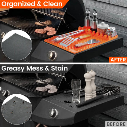 🔅Silicone Grill Side Shelf Mat – Heat Resistant BBQ Tool Organizer
