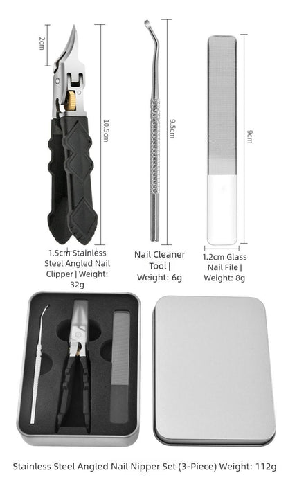 Black Anti-Slip Grip Gear Lock Nail Clipper with Ultra-Sharp Tips for Precise Access to Nail Grooves