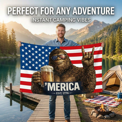 Bigfoot “The United States Was Founded in 1776”—A Fun, Patriotic Bigfoot Flag