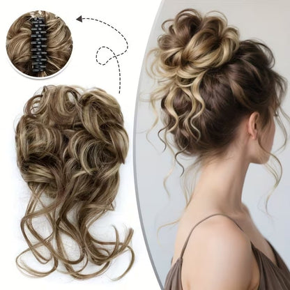 💛 Fluffy Hair Bun Extension – ⚡ Clip-On Instant Volume & Elegance – Soft, Natural & Secure for Daily Wear, Weddings & Parties