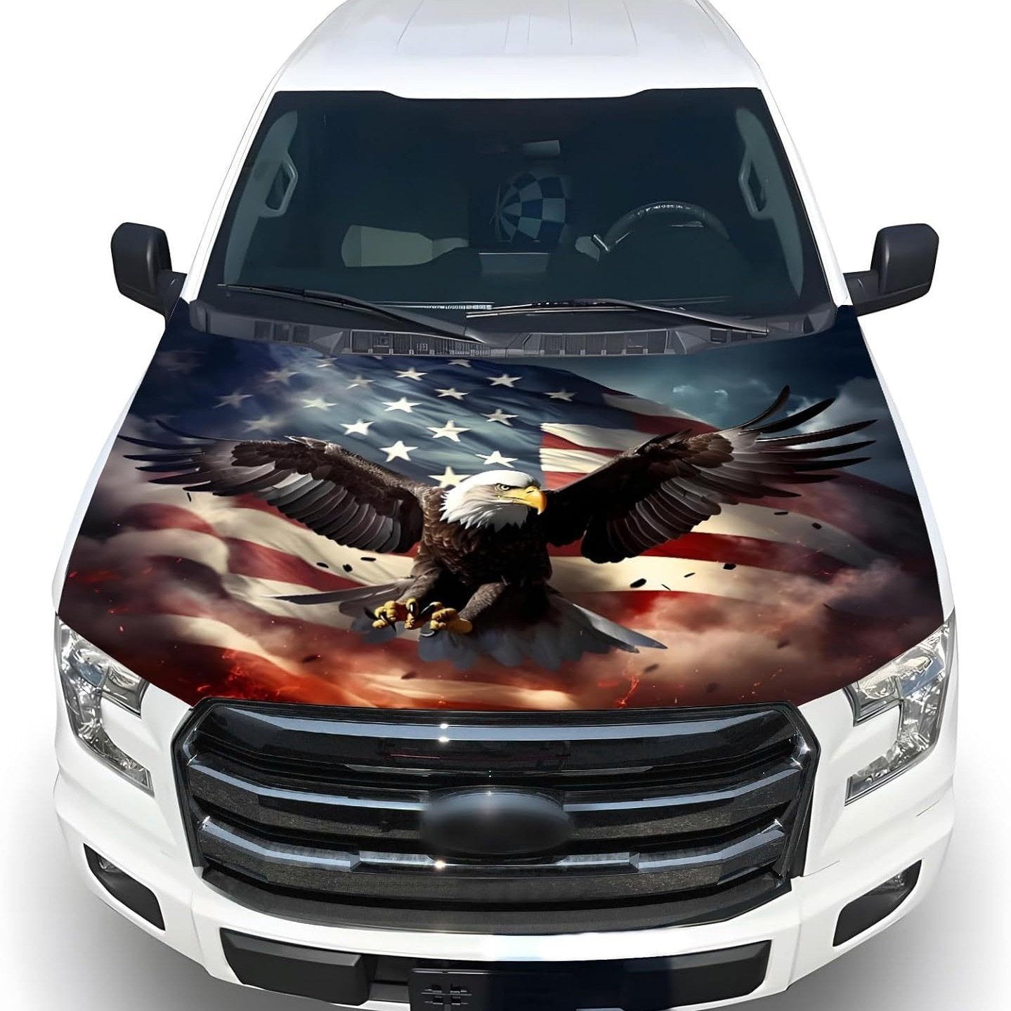 🇺🇸 250th Anniversary Car Hood Cover – 🚗 No-Glue 1-Minute Installation – Fade-Resistant Patriotic Design for Sedans, SUVs & Light Trucks