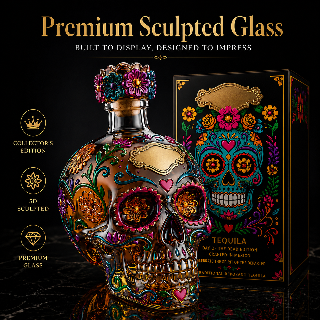 🔥🍷Limited edition Day of the Dead tequila bottle🎁