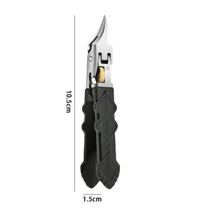 Black Anti-Slip Grip Gear Lock Nail Clipper with Ultra-Sharp Tips for Precise Access to Nail Grooves