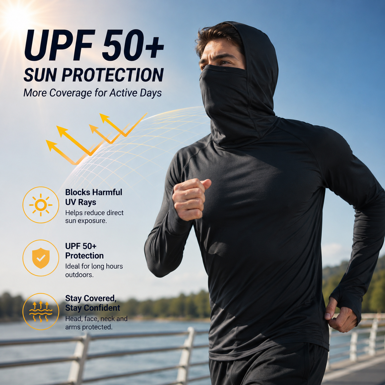 🛡️ 3-in-1 Integrated Hooded Sun Shirt with Face Cover 🚴‍♂️