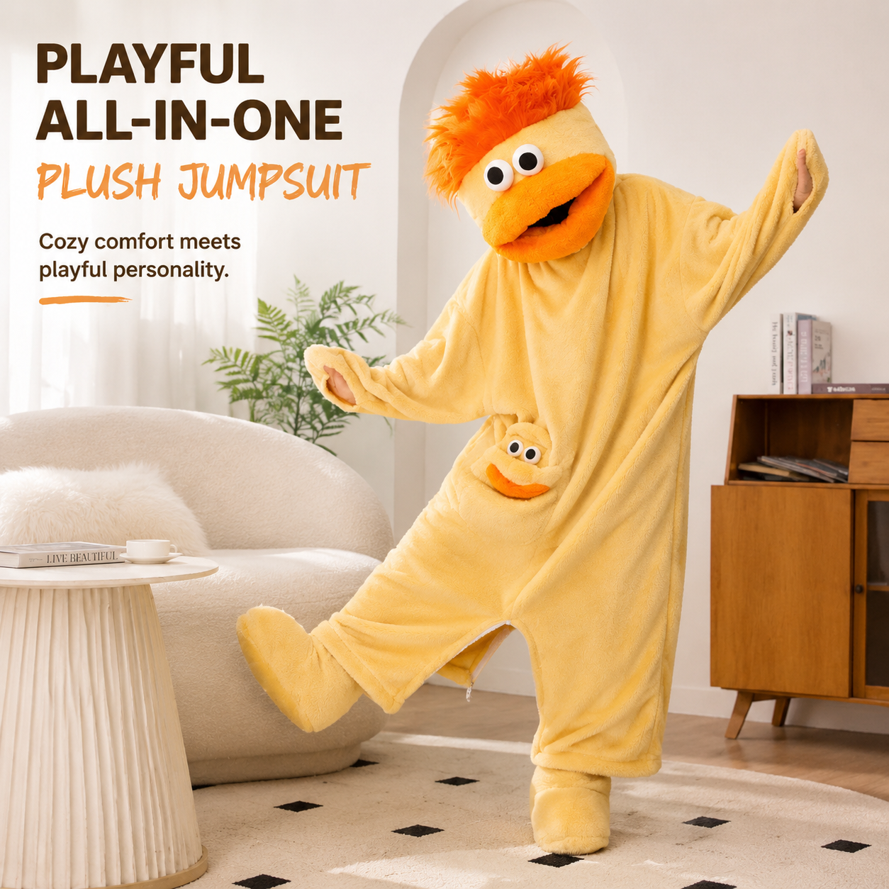 🧸✨ Cartoon Plush Jumpsuit Onesie – Cozy Hooded Pajamas for Home & Party 🎉🔥