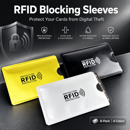 🚨 55% OFF LAST DAY ⏳ 🛡️ RFID Blocking Card Sleeves (8-Pack) – Slim Wallet Security Protectors