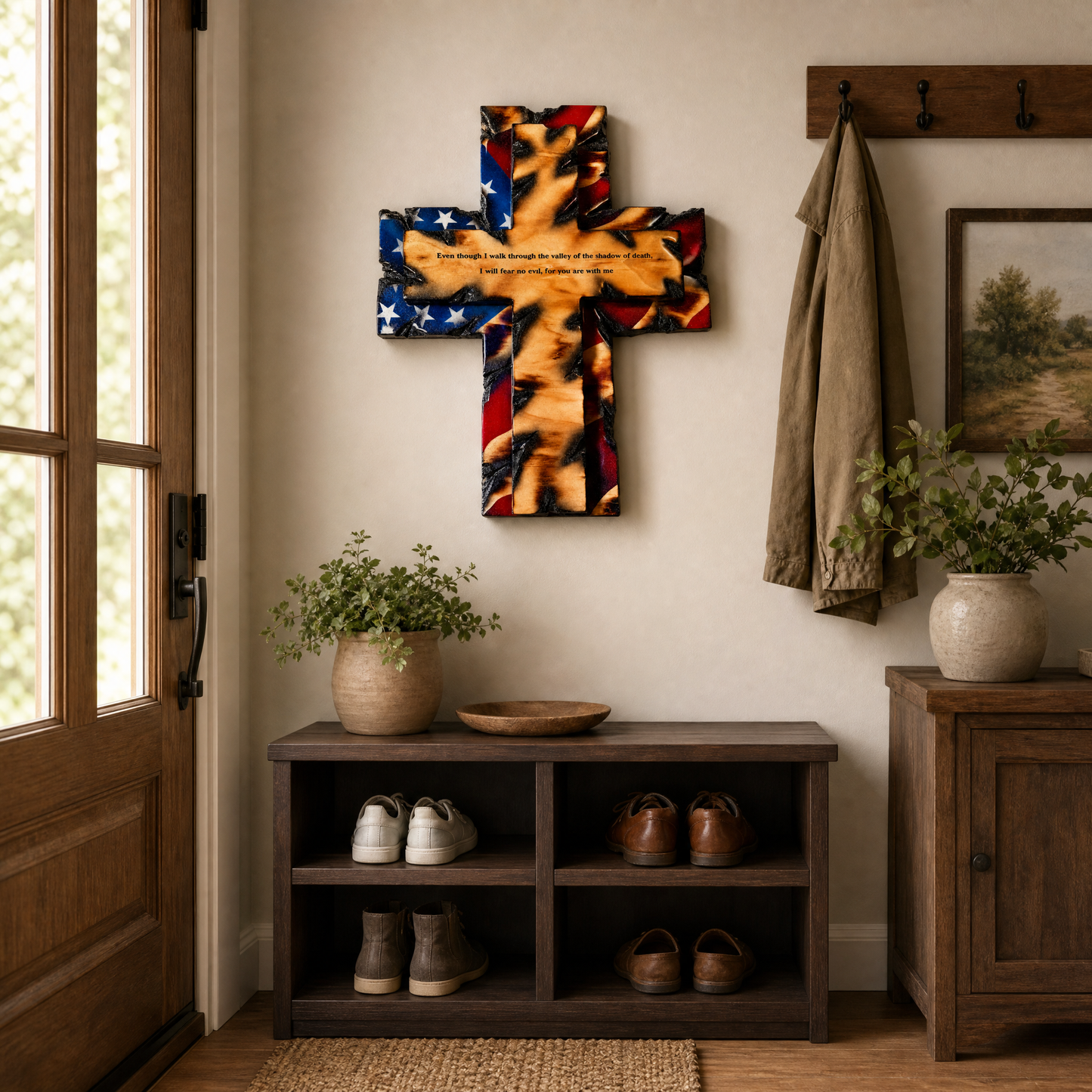🚨 50% OFF TODAY ⭐ 🇺🇸 Patriotic American Flag Wooden Cross • Buy 2 FREE SHIPPING! 🔥