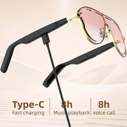 😎 Smart Audio Sunglasses – 🎧 Open-Ear Bluetooth 5.4 with HiFi Stereo – UV & Blue Light Protection, 8H Battery, Touch Control