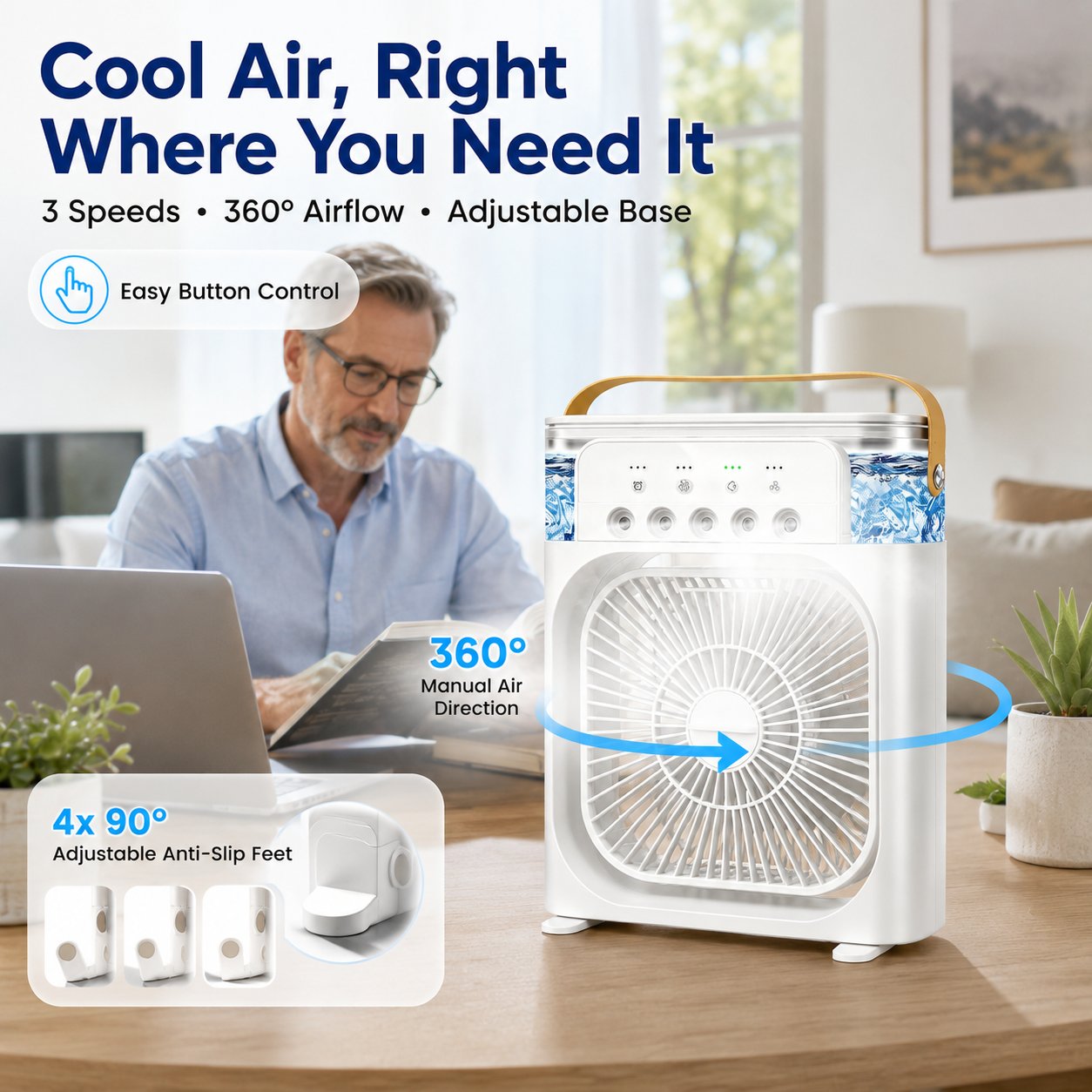 Four In One Portable Desktop Cooling Fan With Ice Mist
