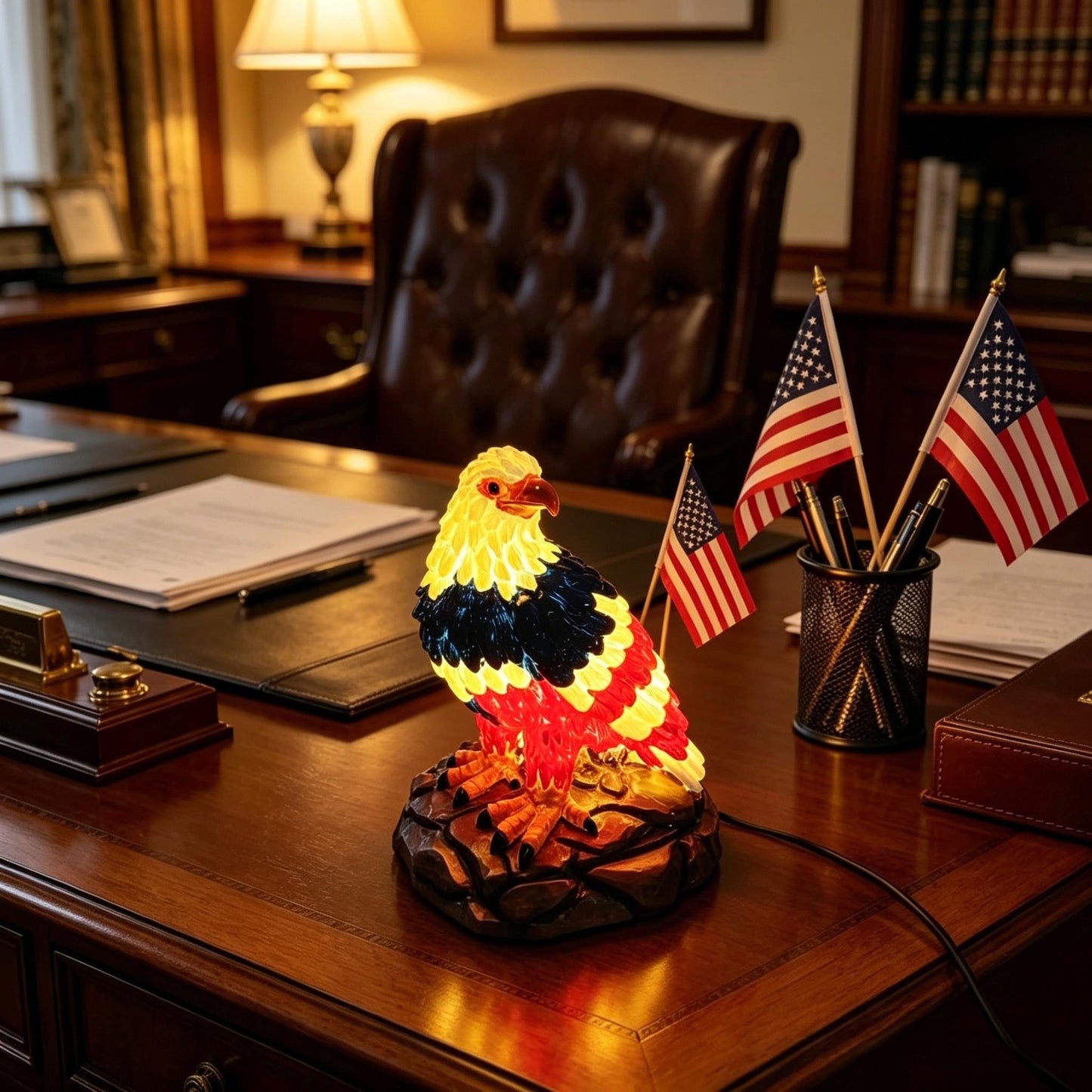 🇺🇸 250th Eagle Stained Glass Wall Lamp – 🦅 Patriotic LED Tribute Light – Resin Craft, Warm Glow, Perfect for Home, Office & Man Cave
