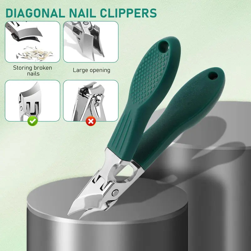 🦅 Eagle Beak Nail Clipper for Thick & Ingrown Nails – ✂️ Anti-Splash Design, Wide Jaw, Long Handle for Seniors – Stainless Steel Precision Blade