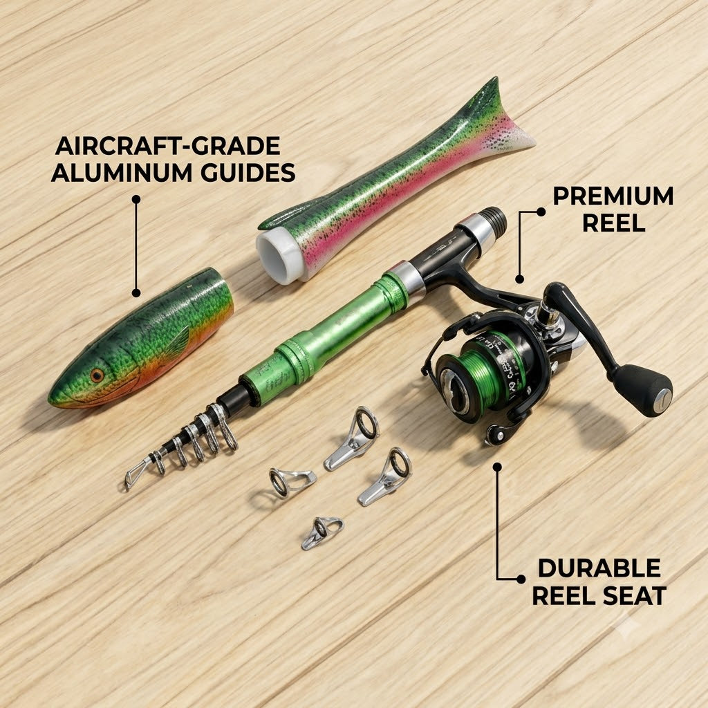Fish-shaped Telescopic Lure Fishing Rod with Straight Handle