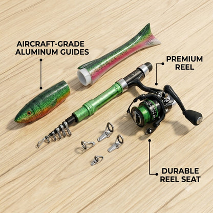 Fish-shaped Telescopic Lure Fishing Rod with Straight Handle