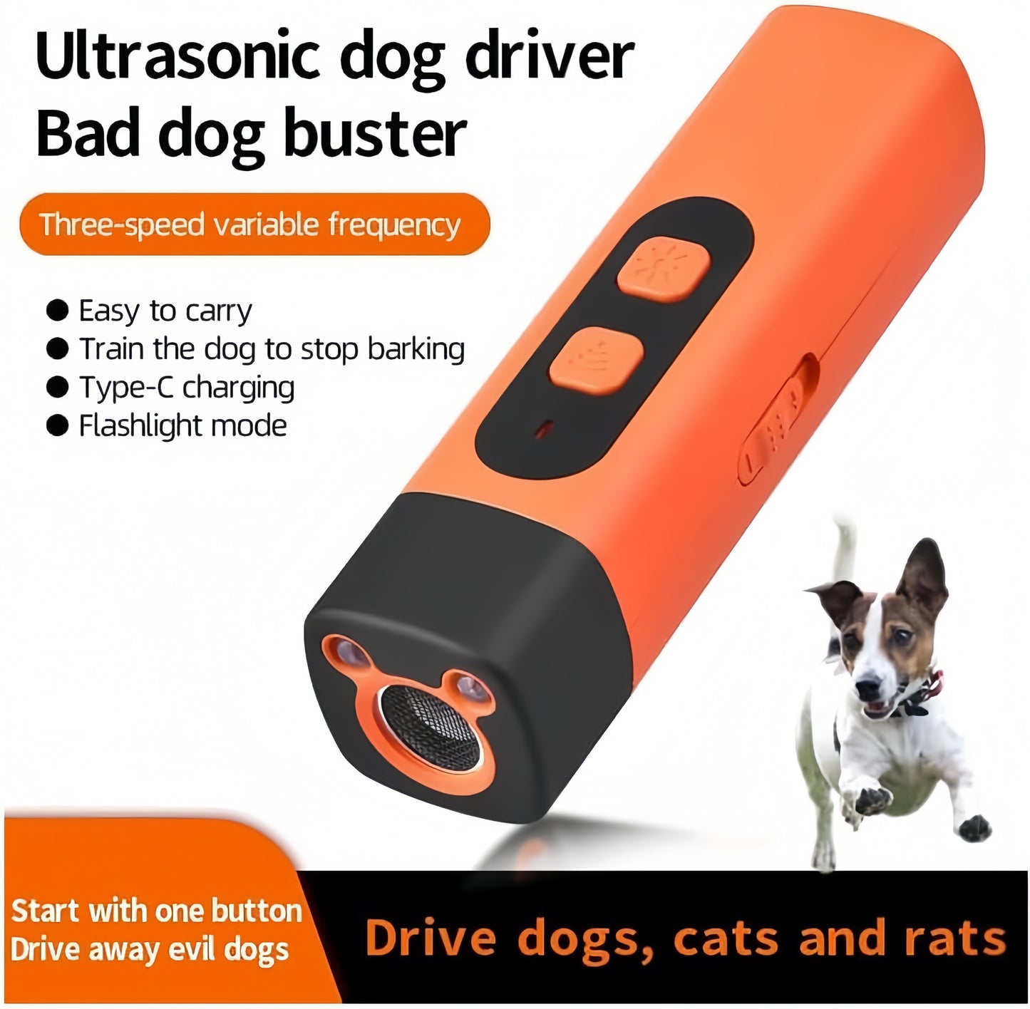 Dog Bark Deterrent with LED Flashlight and High-Definition Display