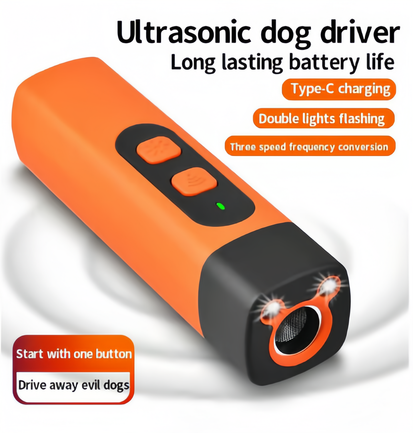 Dog Bark Deterrent with LED Flashlight and High-Definition Display