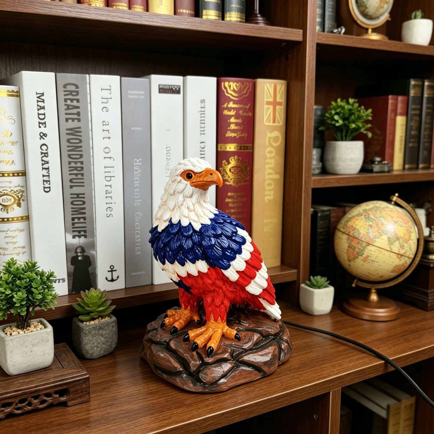 🇺🇸 250th Eagle Stained Glass Wall Lamp – 🦅 Patriotic LED Tribute Light – Resin Craft, Warm Glow, Perfect for Home, Office & Man Cave