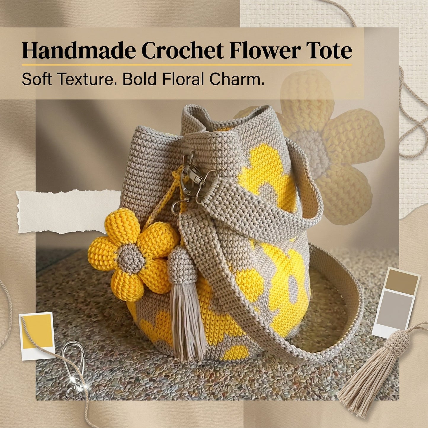🔥🔥Hot Sale Handmade Crochet Flower Tote 🌼✨