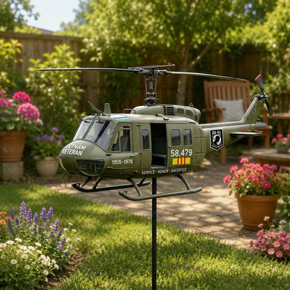 🇺🇸 Honoring Their Service – 🚁 UH-1 Huey Veteran Wind Spinner – Order Today for Memorial Garden 🎖️