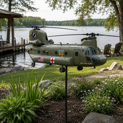 🇺🇸 Honoring Their Service – 🚁 UH-1 Huey Veteran Wind Spinner – Order Today for Memorial Garden 🎖️