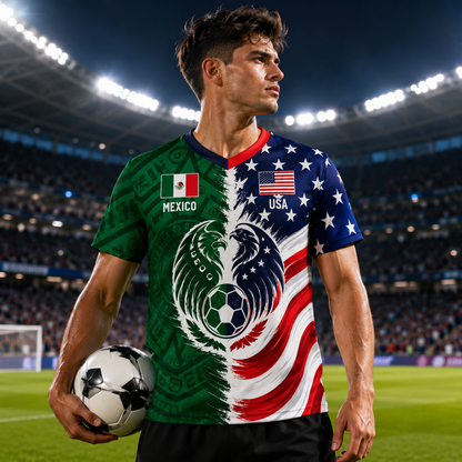 Mexican-Style 3D-Printed Mesh Loose-Fit Short-Sleeve T-Shirt for Men, Sporty Style, Moisture-Wicking