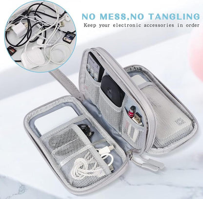 🔥43% OFF Today Only – Cable Organizer Bag, Double Layer Travel Pouch for Chargers, Cords & Tech Accessories