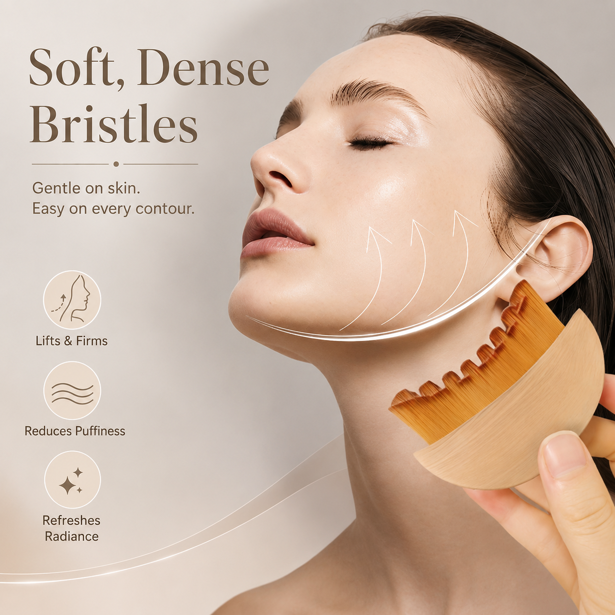 ✨ Sculpt & Refresh Curved Facial Massage Brush for Jawline, Face & Neck 💆‍♀️