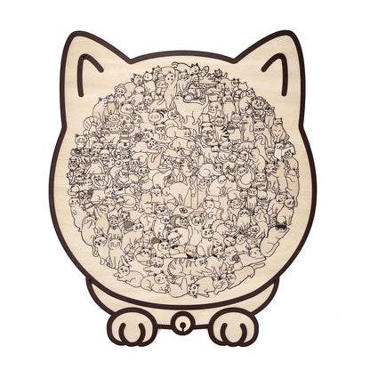 💥135-Piece Morandi-Colored Cat Shaped Wooden Jigsaw Puzzle