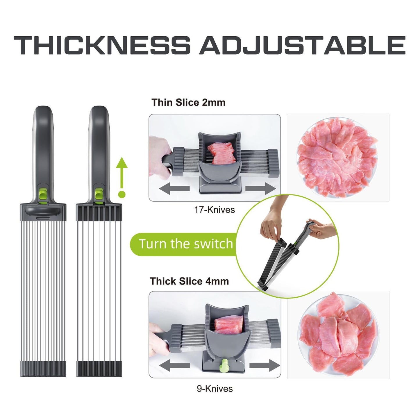Fresh Meat Slicer Knife Set – 17-in-1 Stainless Steel Adjustable Meat Cleaver