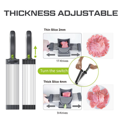 Fresh Meat Slicer Knife Set – 17-in-1 Stainless Steel Adjustable Meat Cleaver